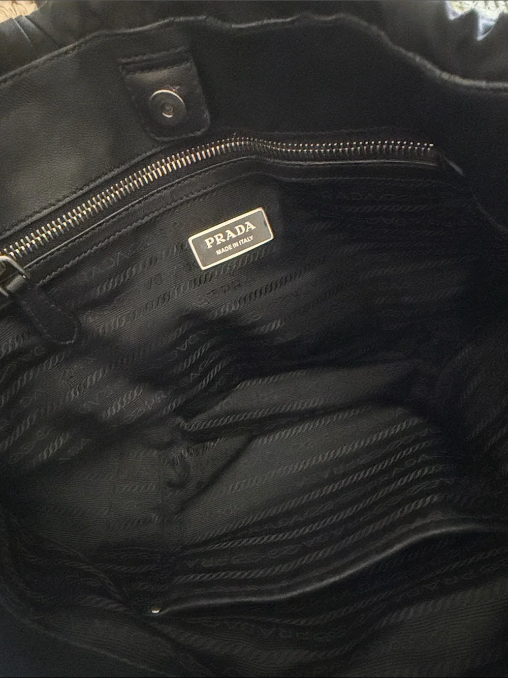 Prada Black Quilted Nylon Tote with Braided Top Handles